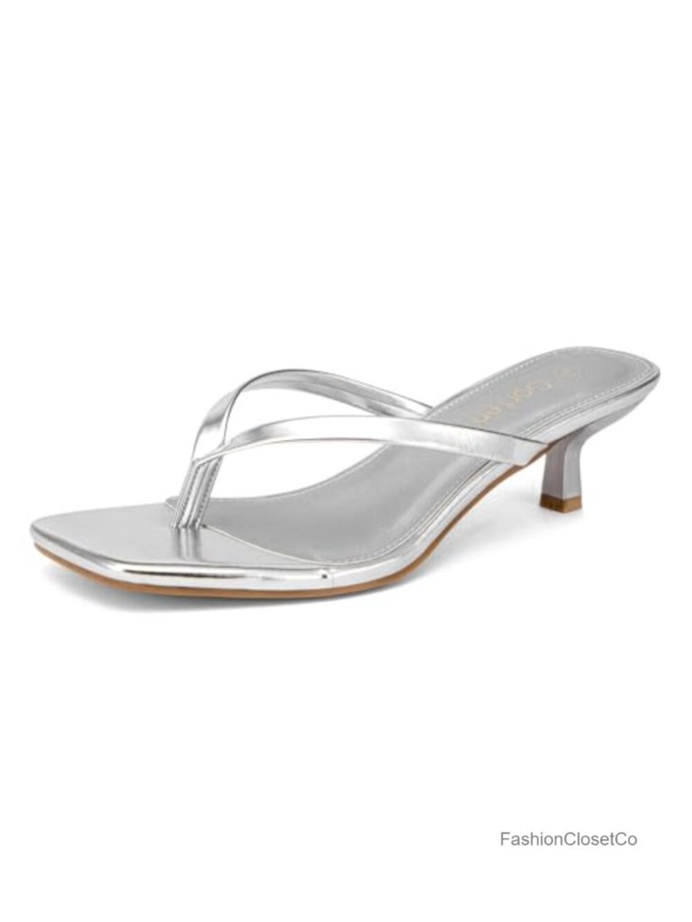 Kitten Heel Sandals Square Toe Flip Flop Heels 2 Inch Thong Sandals Party Dress